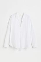 H & M - Linen-blend Anorak Shirt - White