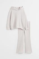 H & M - 2-piece Hoodie And Leggings Set - White