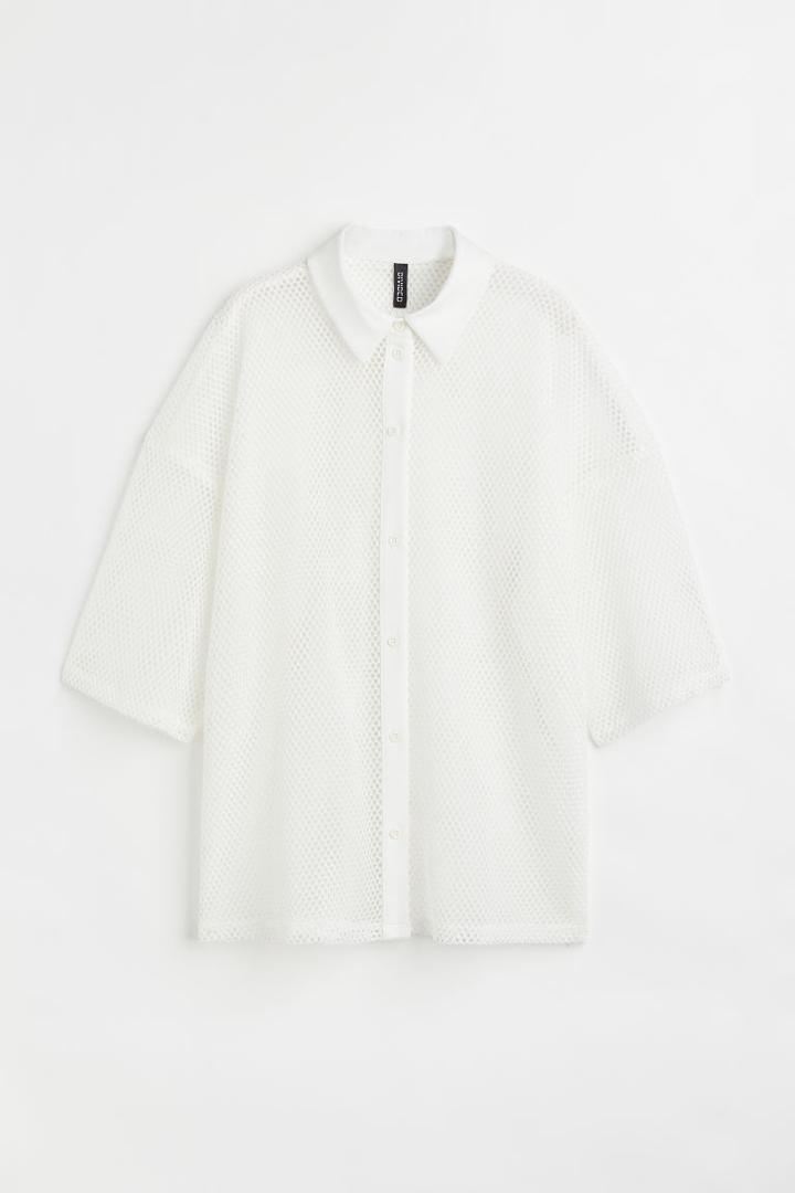 H & M - Mesh Shirt - White