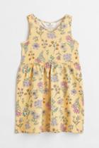 H & M - Patterned Jersey Dress - Yellow