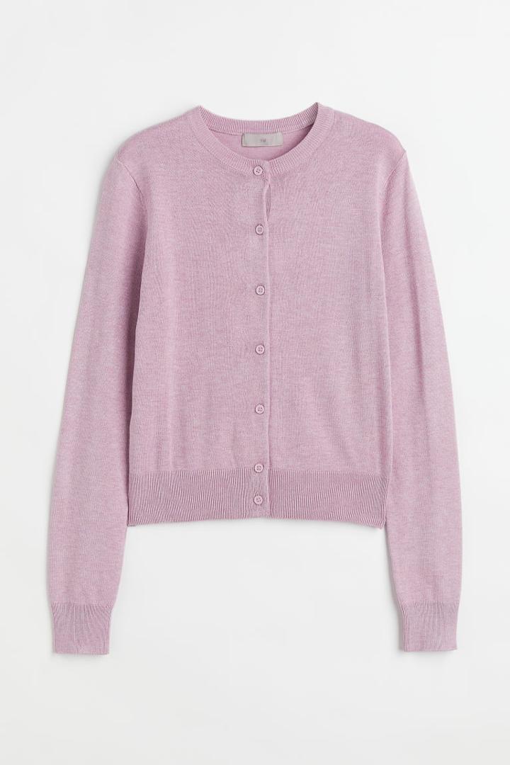 H & M - Fine-knit Cardigan - Pink