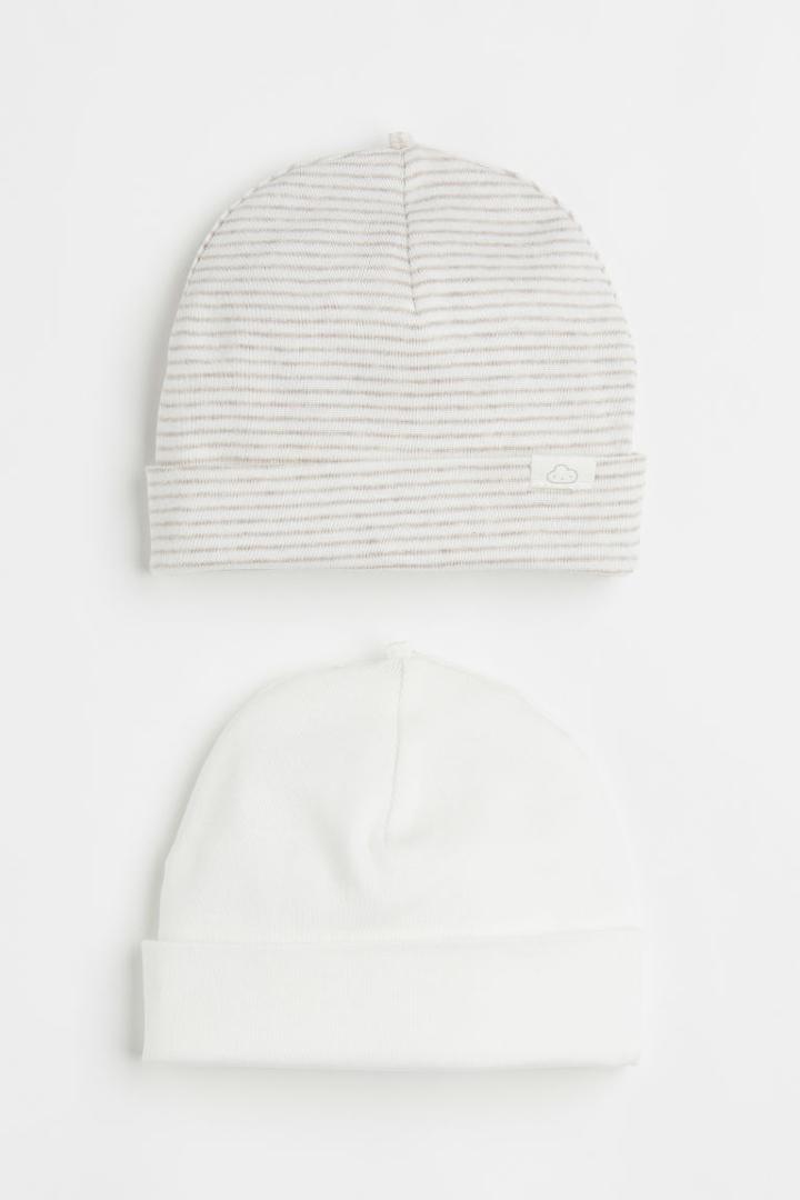 H & M - 2-pack Cotton Hats - Brown