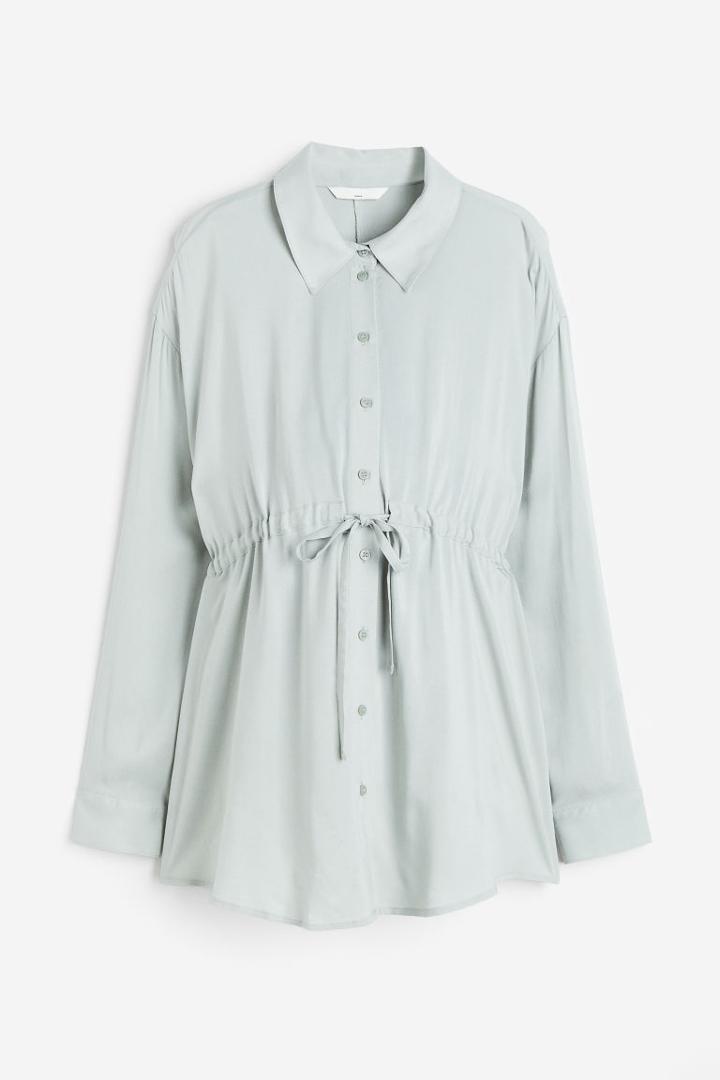 H & M - Mama Tie-belt Blouse - Turquoise