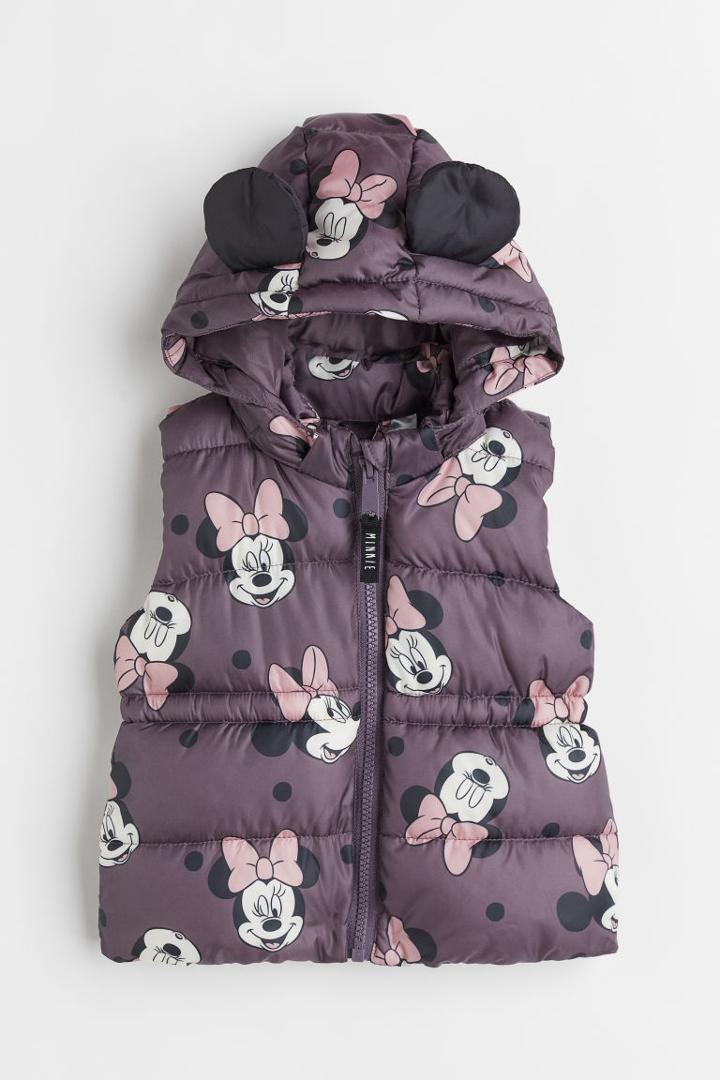 H & M - Printed Puffer Vest - Purple