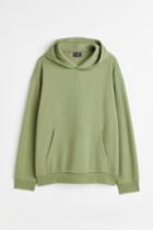 H & M - Relaxed Fit Waffled Hoodie - Green