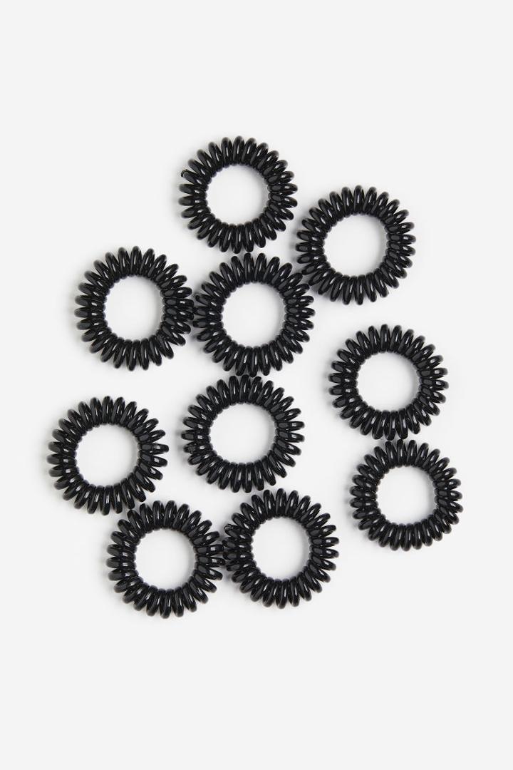 H & M - 10-pack Spiral Hair Elastics - Black