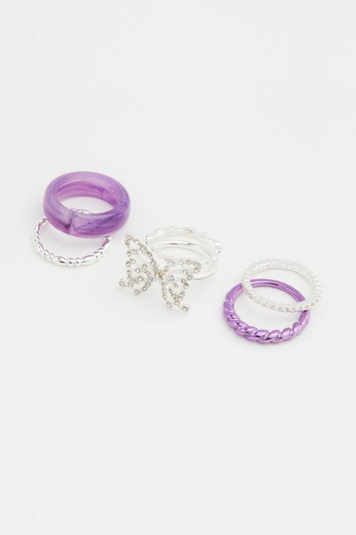 H & M - 7-pack Rings - Purple