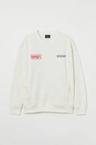 H & M - Regular Fit Zip-pocket Sweatshirt - White