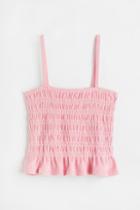 H & M - Smocked Terry Camisole Top - Pink