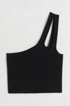 H & M - Ribbed One-shoulder Top - Black