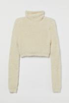 H & M - Fluffy Crop Sweater - Beige
