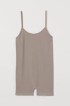 H & M - Ribbed Romper - Brown