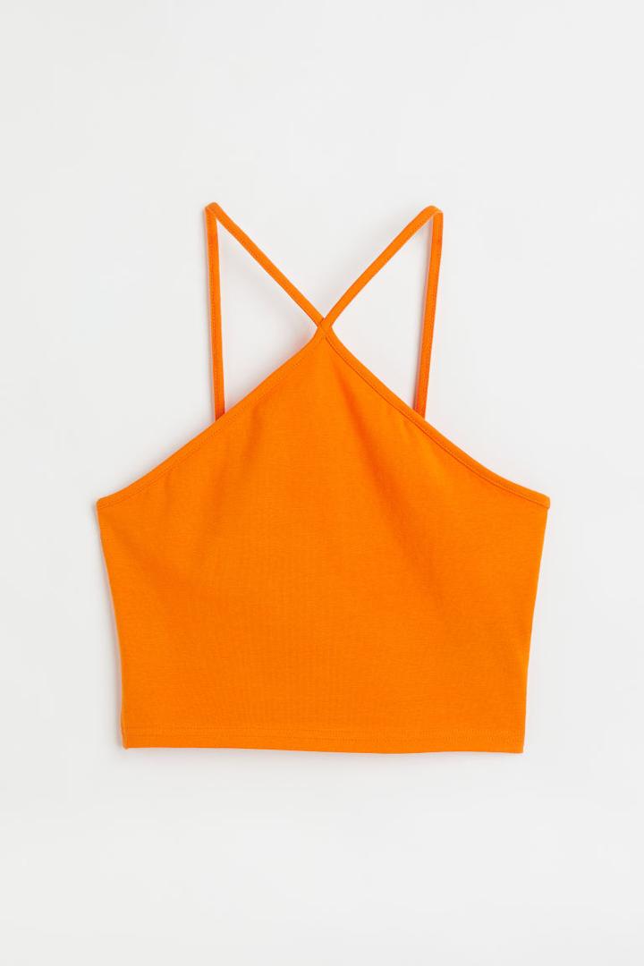 H & M - Cotton Crop Top - Orange