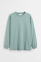 H & M - Oversized Fit Cotton Shirt - Turquoise