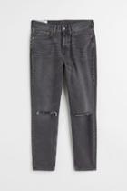 H & M - Slim Tapered Cropped Jeans - Gray