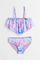 H & M - Patterned Ruffled Bikini - Purple