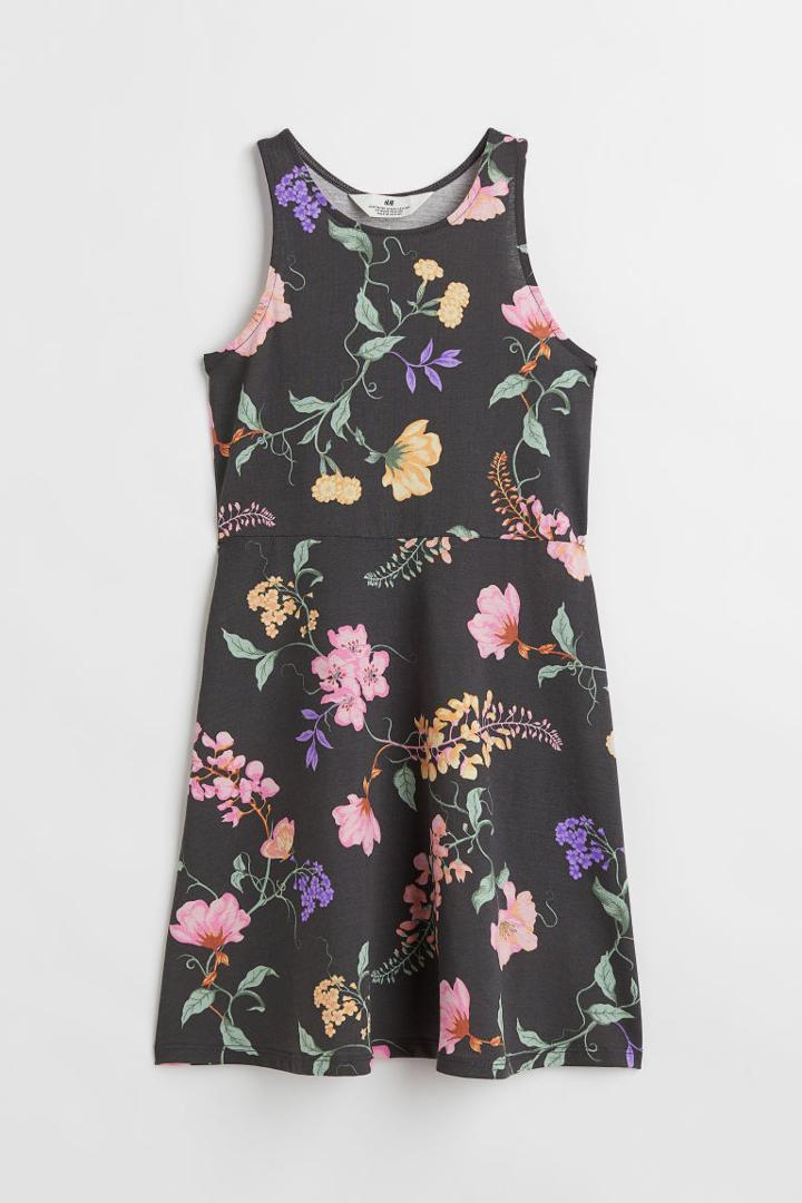 H & M - Patterned Jersey Dress - Gray