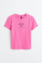 H & M - Rhinestone-motif Top - Pink