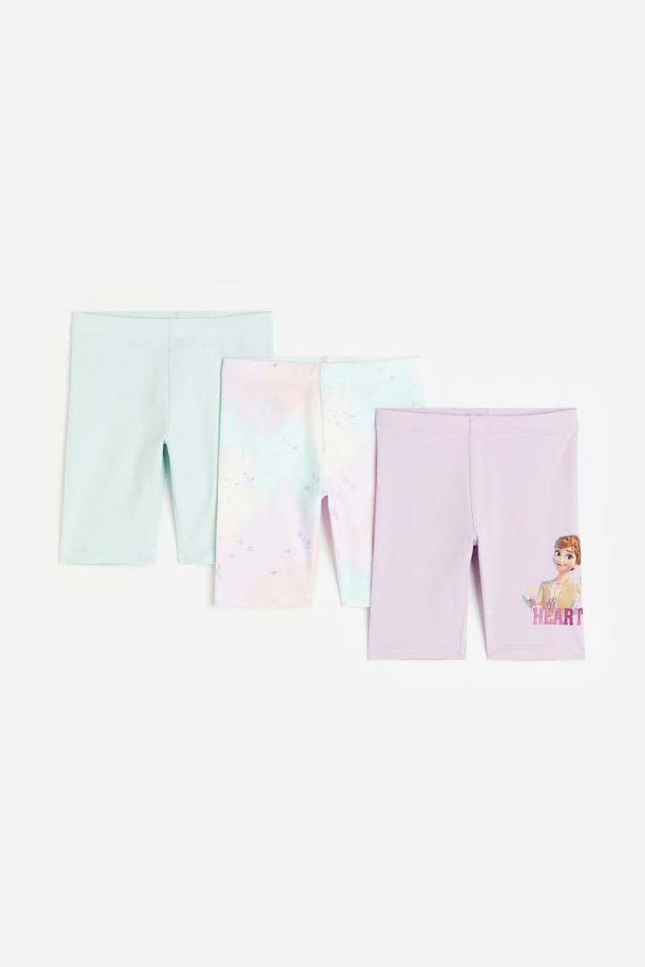 H & M - 3-pack Printed Bike Shorts - Purple