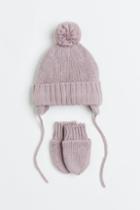 H & M - Knitted 2-piece Set - Purple