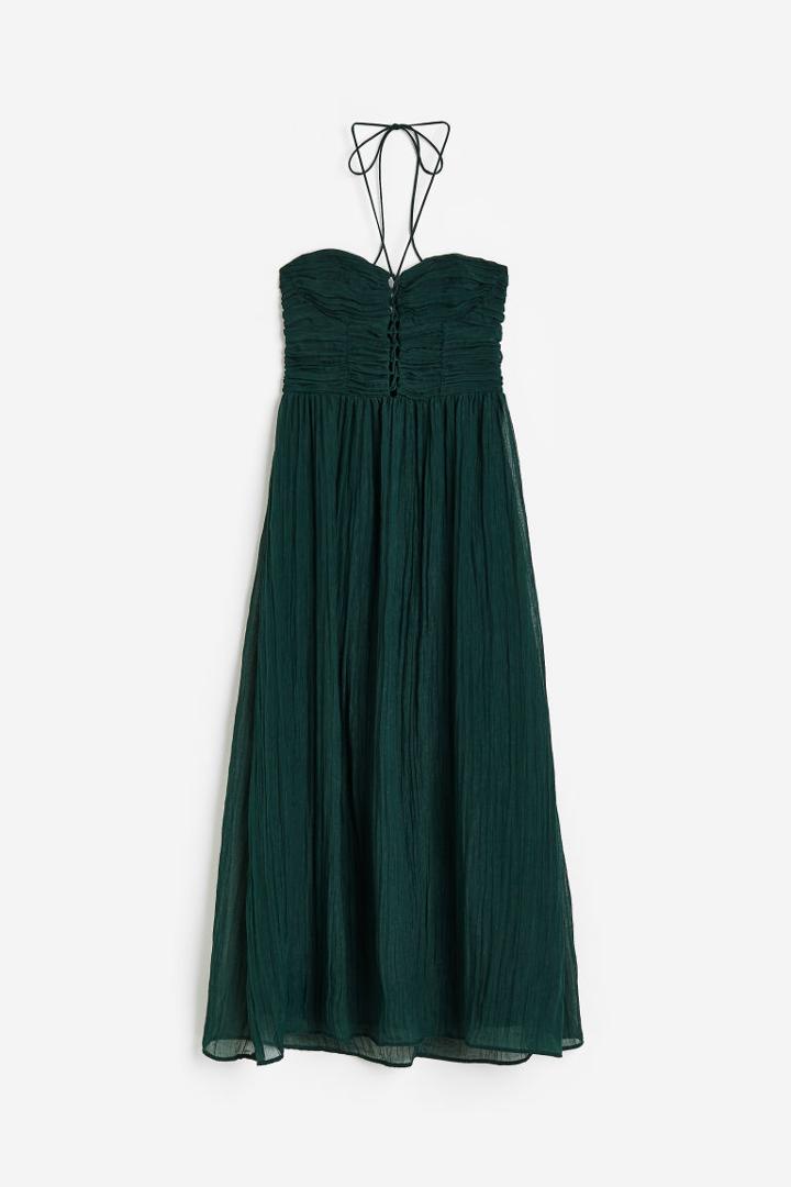 H & M - Lacing-detail Maxi Dress - Green