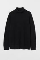 H & M - Relaxed Fit Turtleneck Sweater - Black