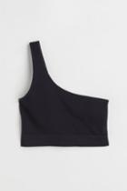 H & M - Seamless One-shoulder Bralette - Black