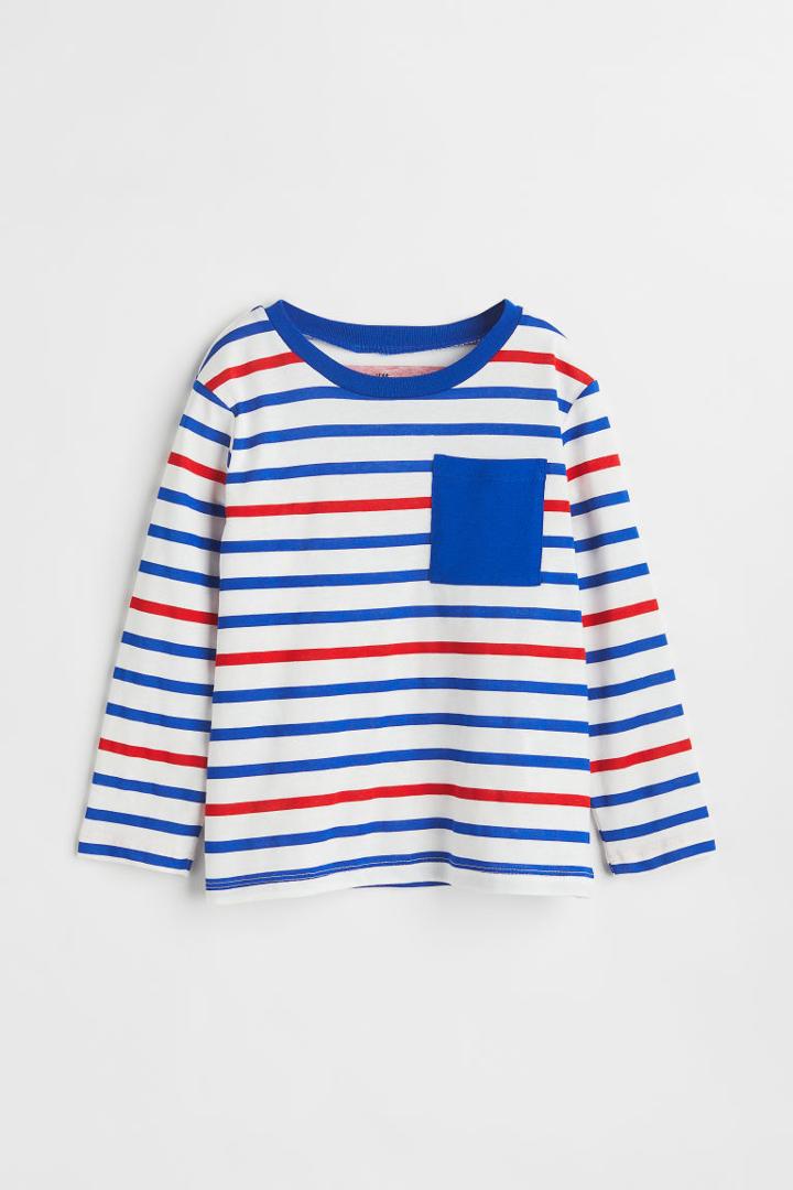 H & M - Pocket-detail Jersey Shirt - Blue