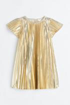 H & M - Flutter-sleeved Dress - Beige