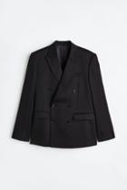 H & M - Regular Fit Double-breasted Jacket - Black