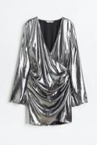 H & M - Gathered Bodycon Dress - Gray