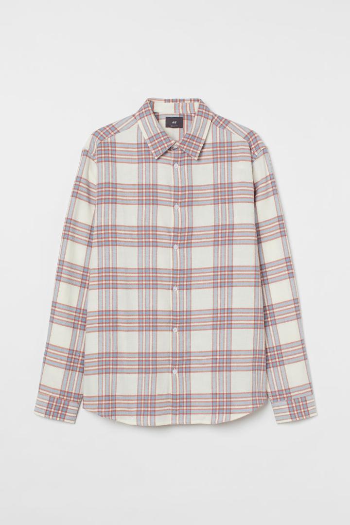 H & M - Regular Fit Plaid Shirt - Blue