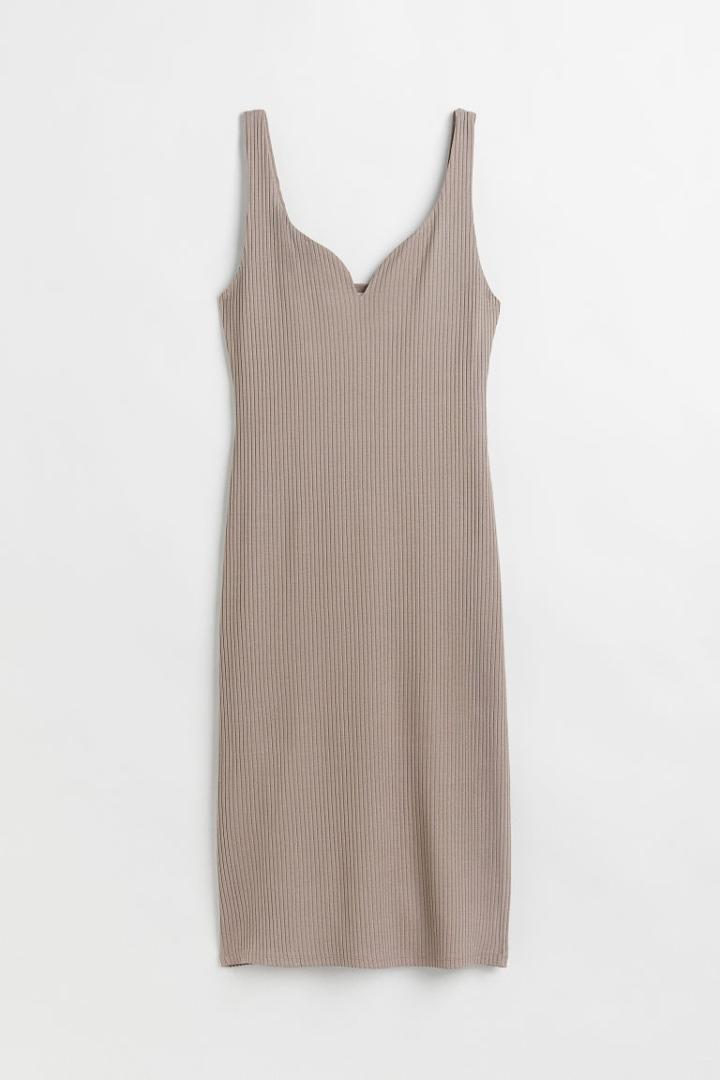 H & M - Ribbed Bodycon Dress - Gray