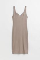 H & M - Ribbed Bodycon Dress - Gray