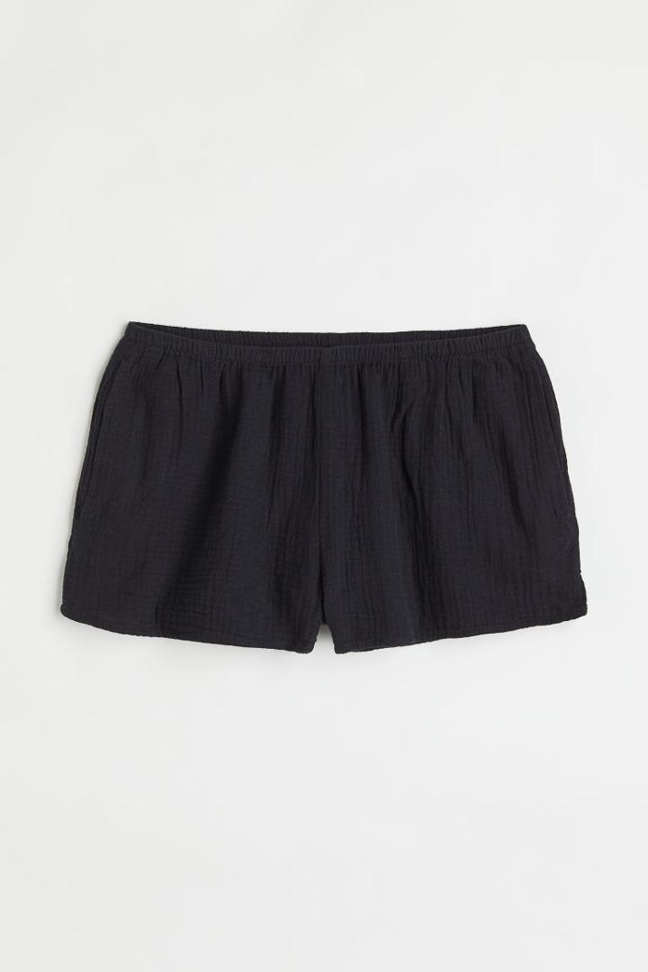 H & M - Textured-weave Shorts - Black