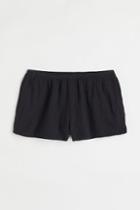 H & M - Textured-weave Shorts - Black