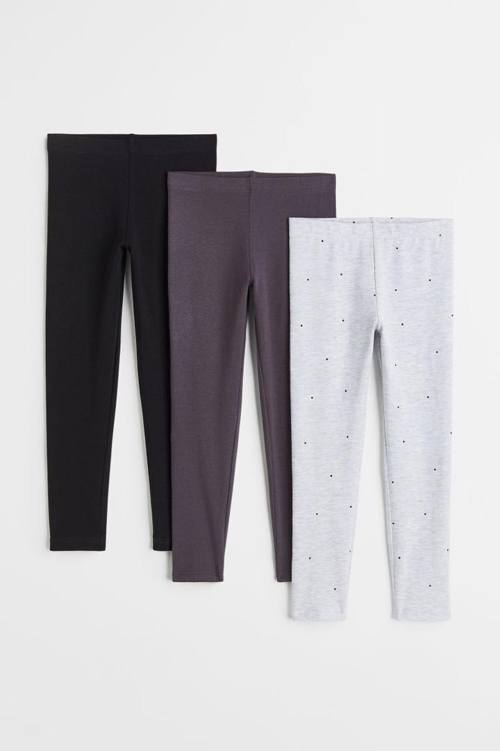 H & M - 3-pack Jersey Leggings - Black