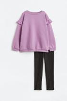 H & M - 2-piece Top And Leggings Set - Purple