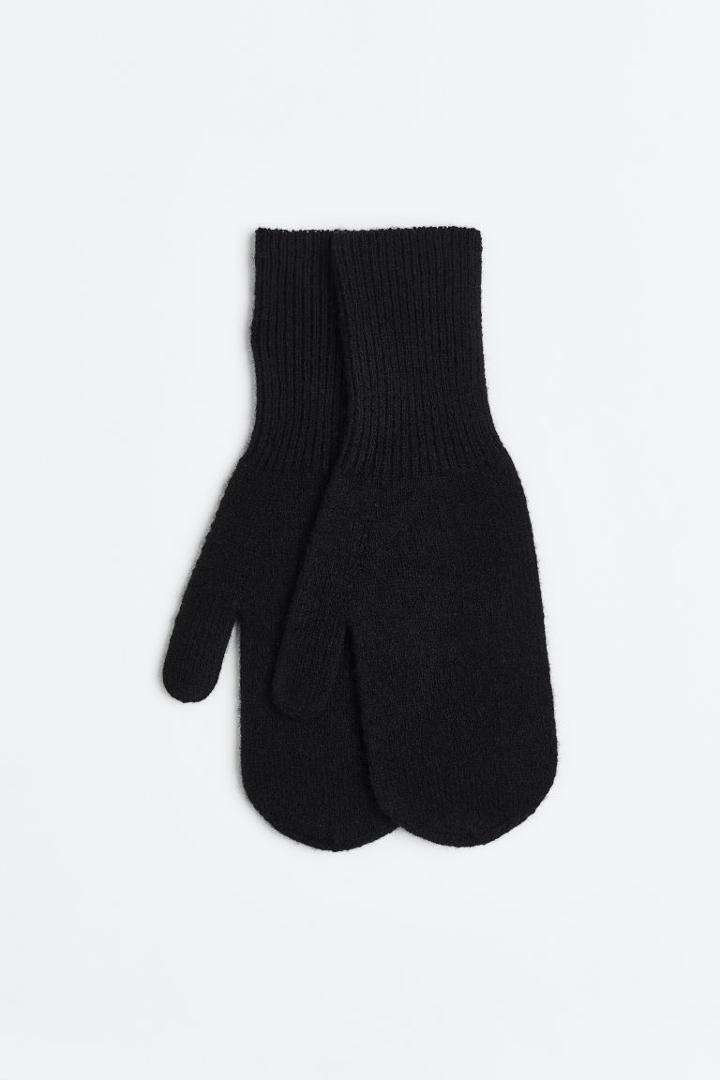 H & M - Cashmere-blend Mittens - Black