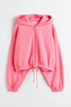 H & M - Hooded Jacket With Drawstring - Pink