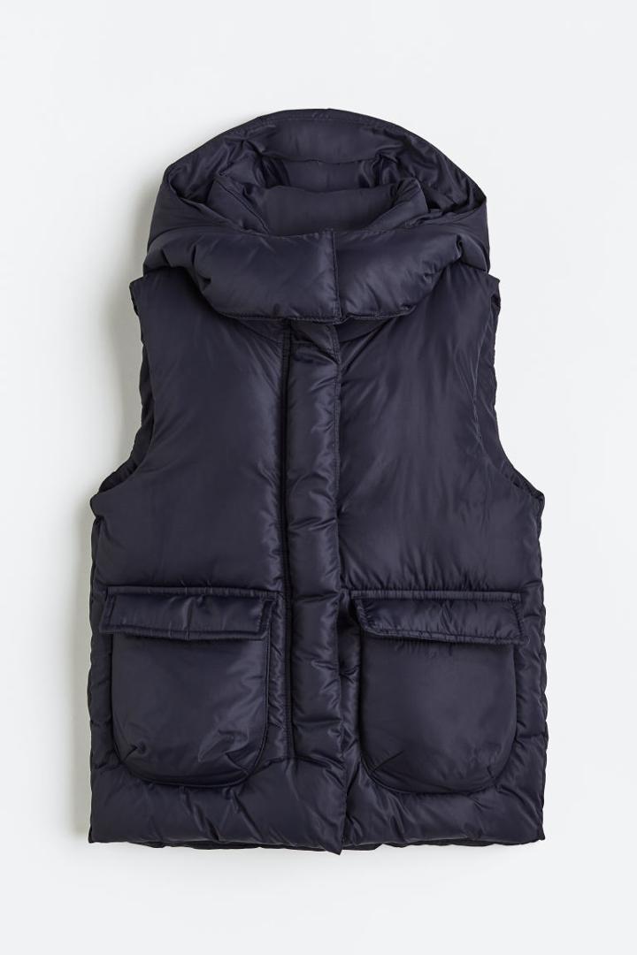 H & M - Padded Hooded Vest - Blue