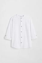 H & M - Band-collar Shirt - White