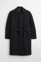 H & M - Felted Wool-blend Car Coat - Black