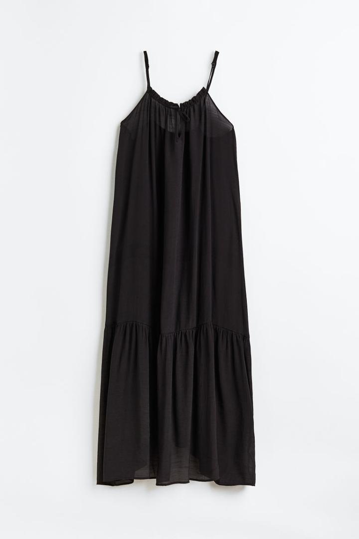 H & M - Sleeveless Poplin Beach Dress - Black