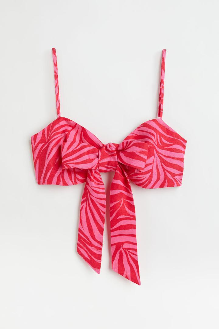 H & M - Tie-front Bralette - Pink