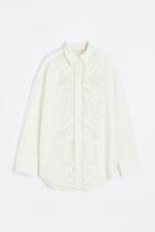 H & M - Embroidered Shirt - White