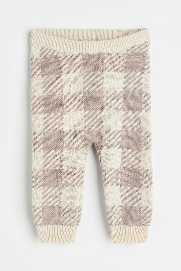 H & M - Jacquard-knit Cotton Leggings - Brown