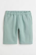 H & M - Relaxed Fit Cotton Jogger Shorts - Turquoise