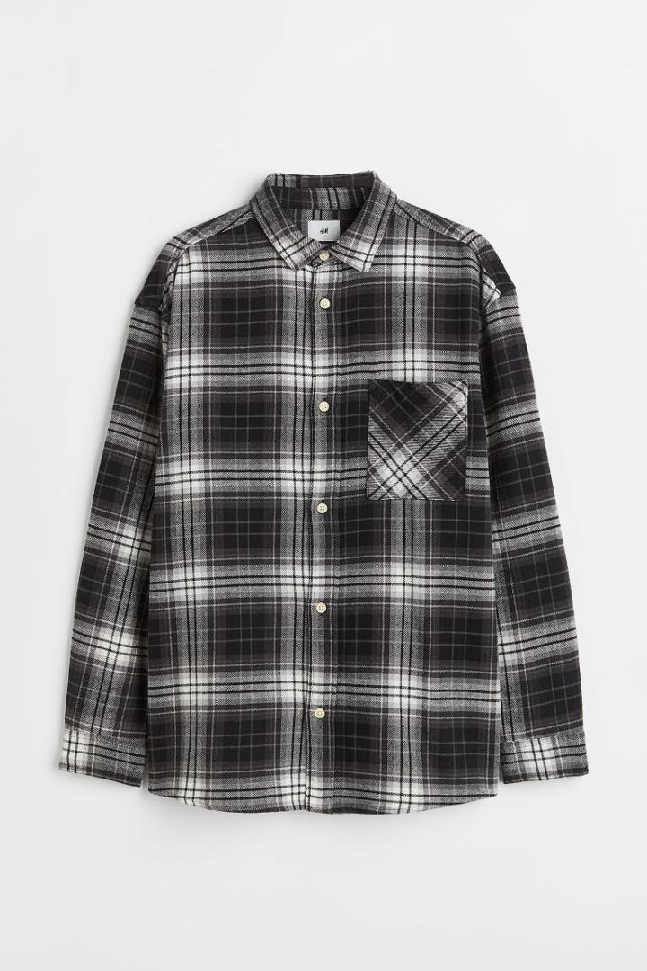 H & M - Cotton Twill Shirt - Gray