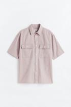 H & M - Regular Fit Linen-blend Shirt - Purple